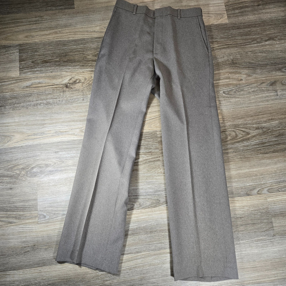 Vintage 80s Levis Action Slacks Mens 30x33 Gray Flat Front Dress Pants Trousers